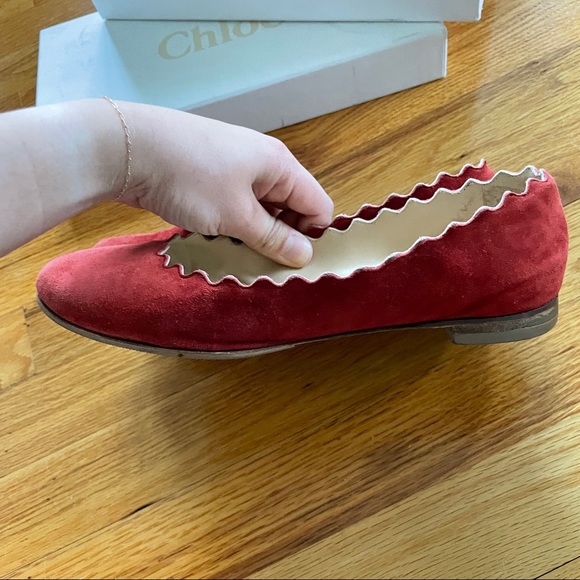 Chloé red suede Lauren flat - Picture 5 of 10